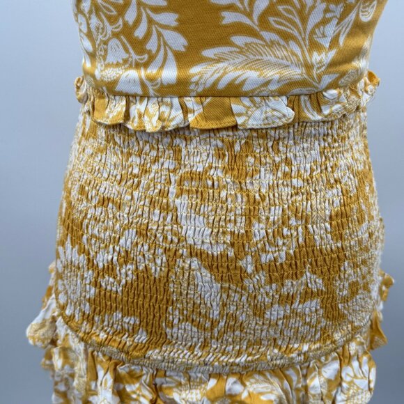 Hello Molly Yellow & White Floral Ruffle Mini Dress S US 4 Adjustable Straps - Picture 7 of 11